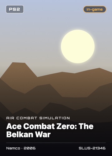 Ace Combat Zero: The Belkan War cover card with genre, publisher, year and disc ID