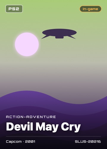 Devil May Cry cover card with genre, publisher, year and disc ID