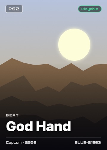 God Hand cover card with genre, publisher, year and disc ID
