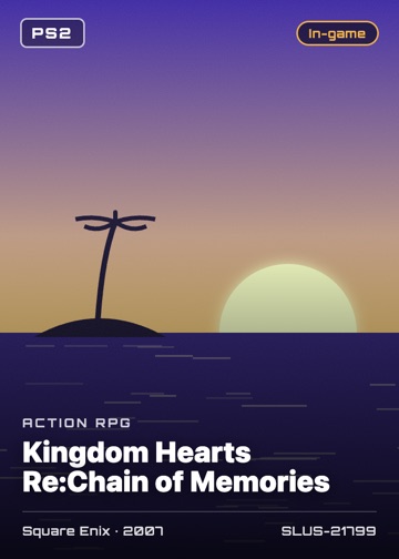 Kingdom Hearts Re:Chain of Memories cover card with genre, publisher, year and disc ID