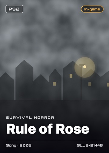 Rule of Rose cover card with genre, publisher, year and disc ID