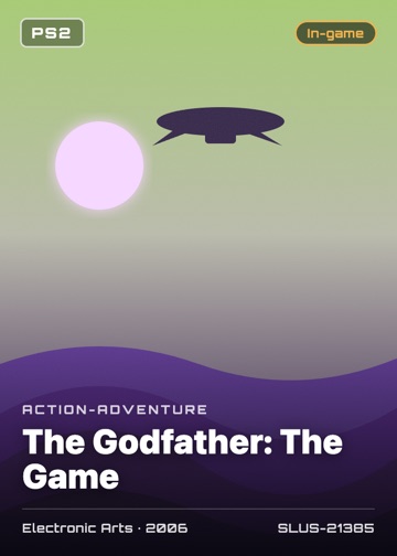 The Godfather: The Game cover card with genre, publisher, year and disc ID