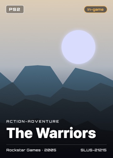 The Warriors cover card with genre, publisher, year and disc ID
