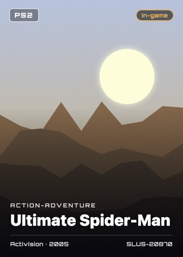 Ultimate Spider-Man cover card with genre, publisher, year and disc ID