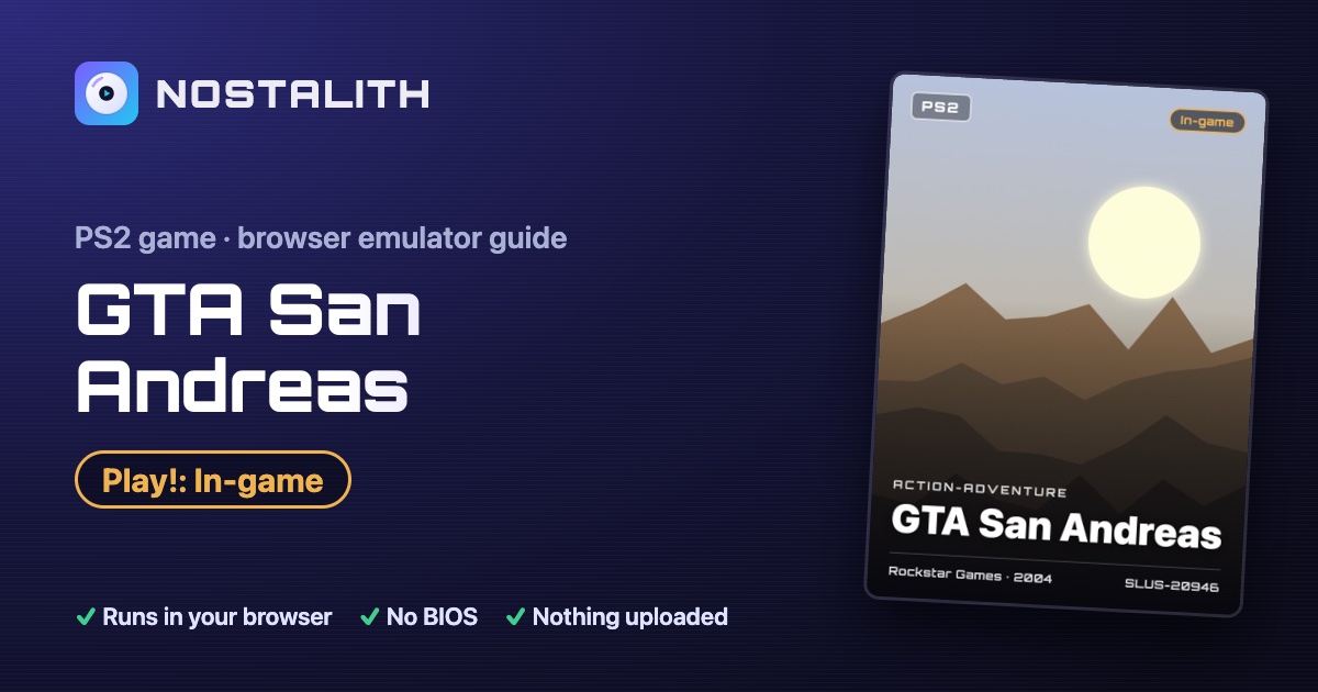 GTA San Andreas Emulator – Play Online in Your Browser (PS2)