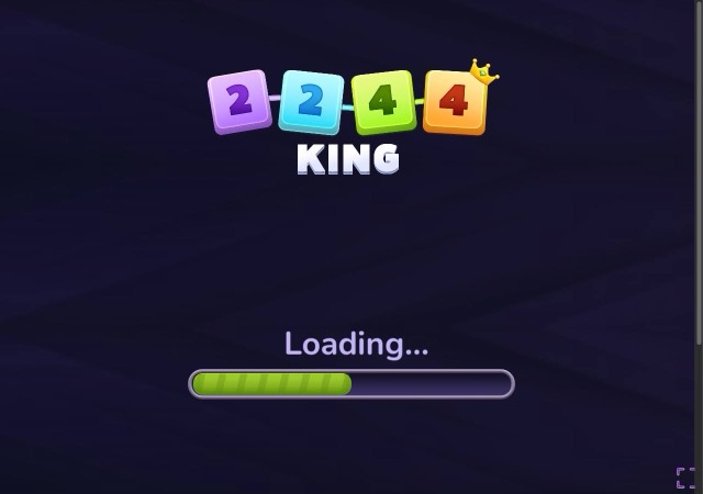 Dark loading screen with colored number tiles, KING title and green progress bar