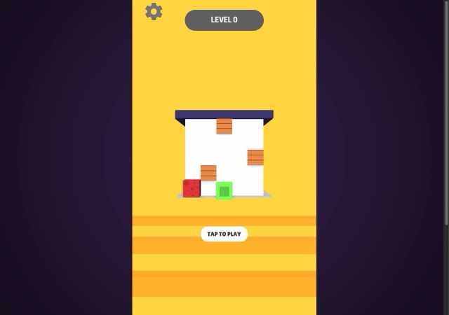 Line Color 2D start screen with red cube, green square, orange blocks and TAP TO PLAY